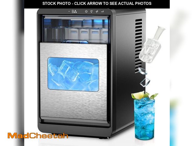 Lot 74-14222786 - EUHOMY 9.4 in. 30 lb. Crescent Ice Portable Countertop Ice Maker in Silver with 3-Ice Sizes, Clean C...