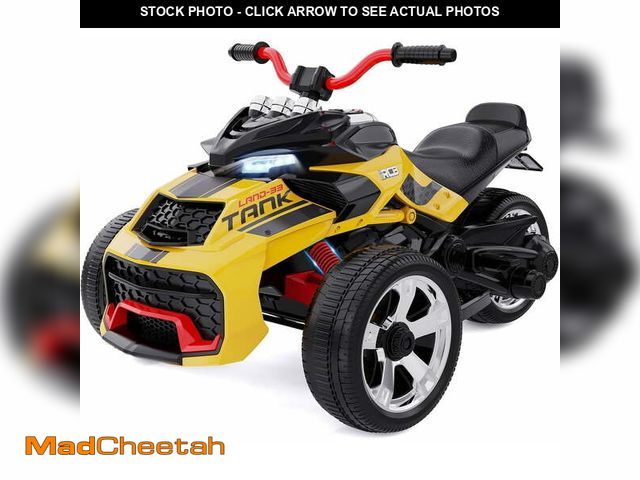 Lot 74-12596091 - RCB 12V Electric Ride-On,Dual Motors,Music,Up to 5 mph,3 Wheel ATV Style for Kids Ages 3+,Yellow - U...