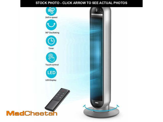 Lot 74-13764723 - (MISSING HARDWARE,REMOTE CONTROL) DREO Tower Fan, 36" Floor Fans for Home, 24Ft/s  Velocity Quiet, 9...