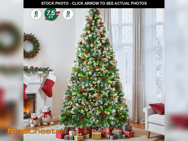 Lot 74-13285113 - Firstness 7.5ft Pre-Lit Artificial Christmas Tree,Green Xmas Tree with 1400 Branch Tips 600 LED Ligh...