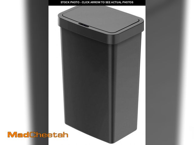 Lot 74-12426501 - Mainstays 13.2 Gallon Trash Can  Plastic Motion Sensor Kitchen Trash Can  Black - UNUSED
