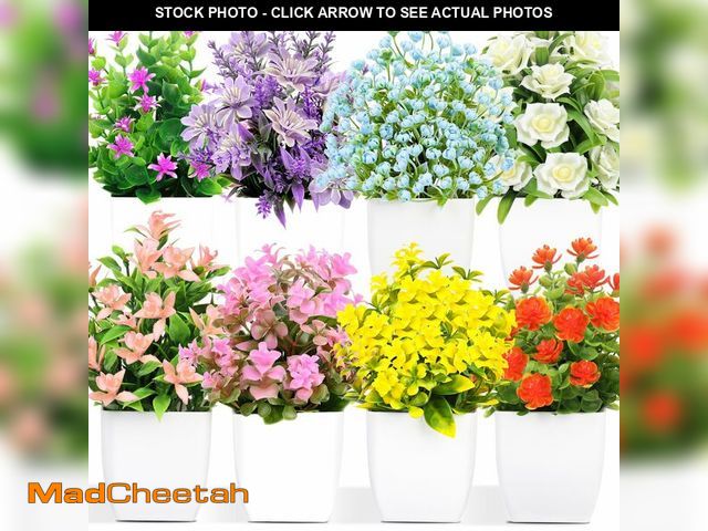 Lot 74-13571358 - LELEE Artificial Plants Mini Fake Potted Plants, 8 pcs Colorful Eucalyptus Potted Faux Decorative Gr...