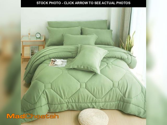 Lot 74-12765433 - HIG 8 PCS Modern Comforter Set with Sheets All Season Bed in a Bag, Sage, Queen Size - UNUSED