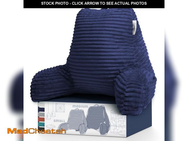 Lot 74-12154711 - Nestl Cut Plush Striped Reading Pillow - Back Support Shredded Memory Foam Bed Rest Pillow with Arms...