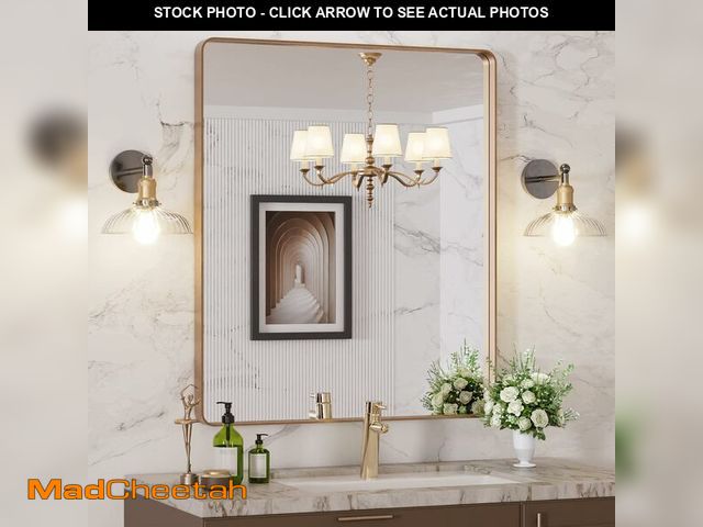 Lot 74-13836071 - LOAAO 30ÃÂ¢Ã¢âÂ¬ÃÂX36ÃÂ¢Ã¢âÂ¬ÃÂ Gold Bathroom Mirror, Rounded Rectangle Gold Frame Mirror,...