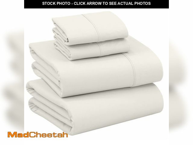 Lot 74-14384761 - RUVANTI 100% Cotton Percale Sheets, Queen Size, Ivory - UNUSED