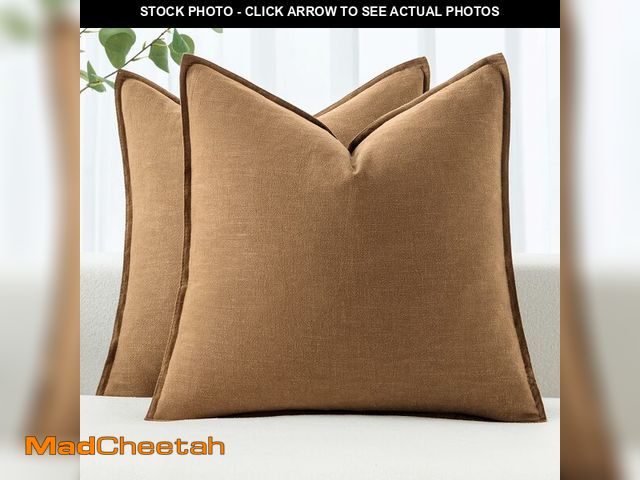 Lot 74-13627806 - MIULEE Decorative Linen Pillow Covers 20x20 Inch Brown Ã¢â¬â¹Boho FarmhouseÃ¢â¬â¹ Ã¢â¬â¹Neutra...