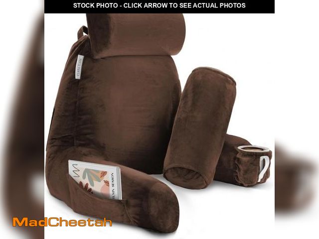 Lot 74-12510018 - Clara Clark Reading Pillow with Shredded Memory Foam Includes 2 Neck and Lumber Support Pillows, Des...
