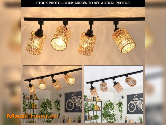 Lot 74-12212718 - AIBISOD 4-Pack H Track Light Heads, Modern Rattan Track Lighting Fixtures for H Type Single Circuit ...