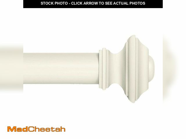 Lot 74-14209956 - Ivilon Square Designed Style Window Side Curtain Rod, 1 1/8 inch Diameter. 16 to 28 Inch - Ivory/Whi...