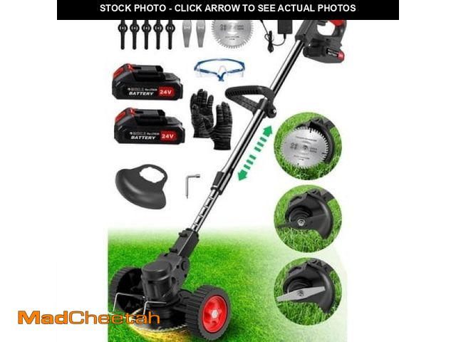 Lot 74-12154942 - TNTANTS Electric Weed Wacker  Cordless String Trimmer with Wheels  2Pcs 24V Batteries  3 Types of Bl...