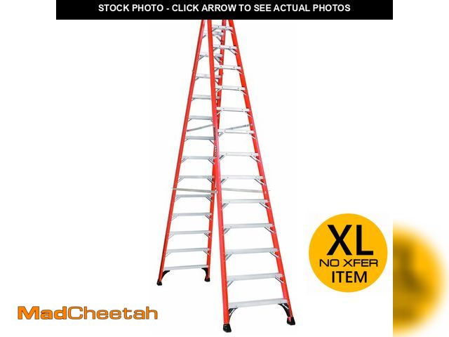 Lot 74-12820001 - Louisville Ladder 14-Foot Fiberglass Twin Front Step Ladder, 375-Pound Load Capacity, Type IAA, FM14...