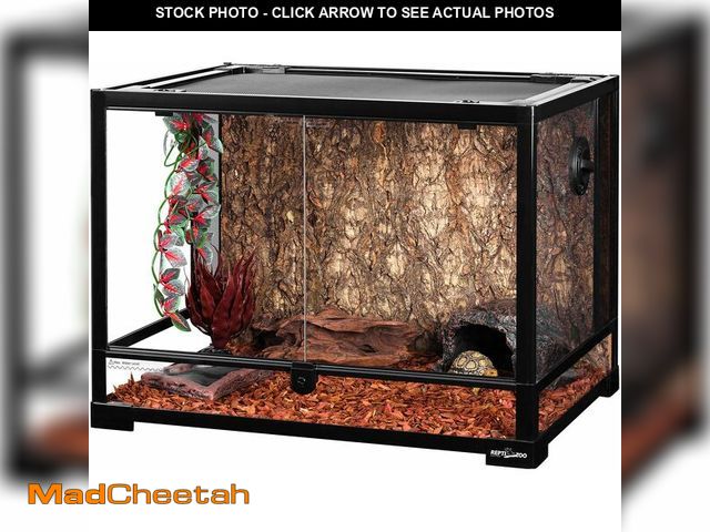 Lot 74-13710400 - REPTI ZOO Large 34 Gallon Reptile Glass Tank,Front Opening Double Hinge Door 24" x 18" x 18", Screen...