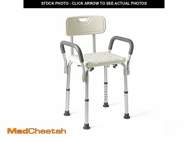 Lot 74-12664492 - Medline Shower Chair for Inside Shower, Heavy Duty, 350 lb Capacity, Adjustable Height, Non-Slip Sea...