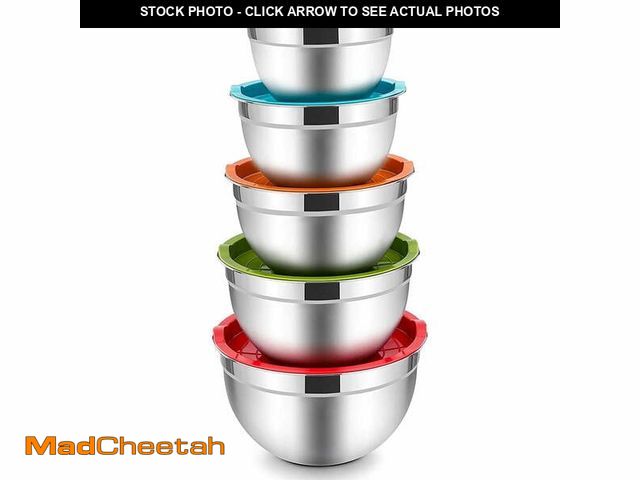 Lot 74-13055063 - Mixing Bowls with Lids Set of 5, Vesteel Stainless Steel Mixing Bowls Metal Nesting Salad Bowls, Siz...