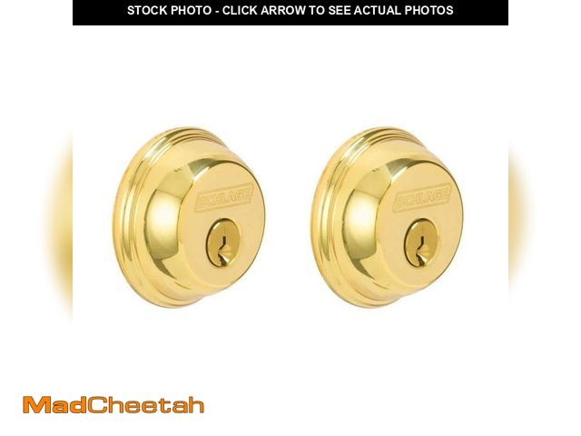 Lot 74-12830174 - Schlage B62 Series Bright Brass Double Cylinder Deadbolt Certified Highest for Security and Durabili...