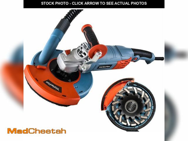 Lot 74-13710851 - WoHenHao 7 Inch Concrete Grinder Set, with Dust Extraction Shroud and Diamond Grinding Wheel, Tile A...