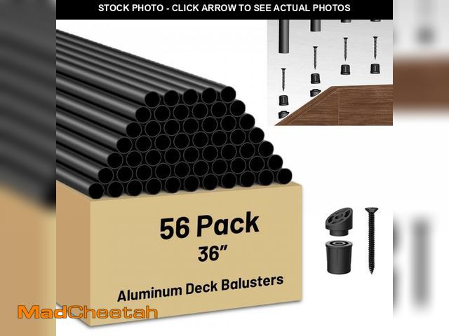 Lot 74-12150253 - 56 Pack 36 inch Aluminum Balusters for Deck Railing,Black Round Metal Spindles for Staircase,3/4" Di...