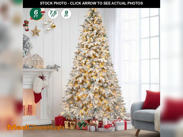 Lot 74-12891873 - Firstness 6ft Pre-Lit Artificial Christmas Tree with 300 LED Lights,Snow Flocked Xmas Tree - UNUSED