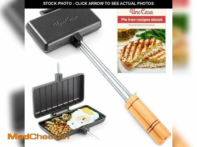 Lot 74-12718316 - Uno Casa - XL Pie Irons Cast Iron Sandwich Maker - Mountain Japanese Sandwich Maker with Recipe Book...