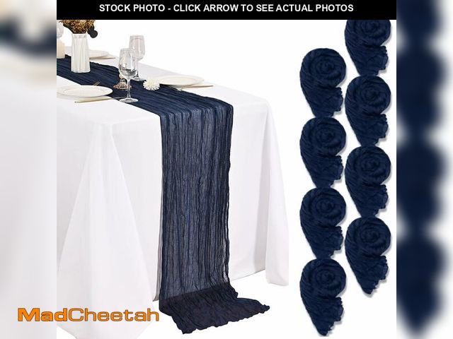Lot 74-12697714 - 8 Pack Navy Blue Cheesecloth Table Runner 20 x 120 inch Rustic Gauze Table Runner 10FT Sheer Boho Fa...