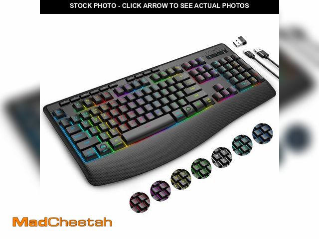 Lot 74-12711699 - E-YOOSO RGB Wireless Keyboard, 3-Mode (2.4G/BT/USB), 9 Effects Backlits, Light Up Letters, Rechargea...