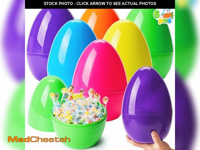 Lot 74-13626390 - JOYIN 10" Jumbo Easter Eggs, 6PCS Bright Plastic Giant Eggs Empty Fillable for Easter Filling Treats...