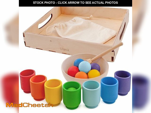 Lot 74-12718243 - Ulanik Small Rainbow Balls in Cups Toddler Montessori Toys for 1+ Year Old Kids Wooden Matching Game...