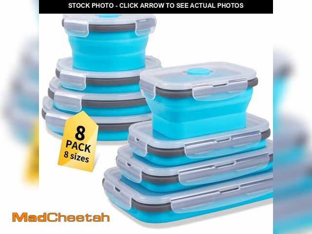 Lot 74-14056665 - Annaklin 8 Pack Collapsible Food Storage Containers with Lids, Silicone Collapsible Food Containers,...