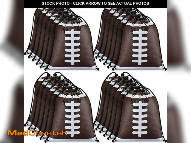 Lot 74-12704240 - Nuogo 24 Pcs Football Drawstring Bags Bulk 10 x 12 Inch Football Party Favor Goodie Backpack Sports ...