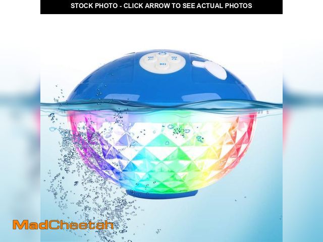 Lot 74-12112242 - Blufree Bluetooth Pool Speaker with Colorful Light, Portable Floating Pool Speaker IP68 Waterproof,B...
