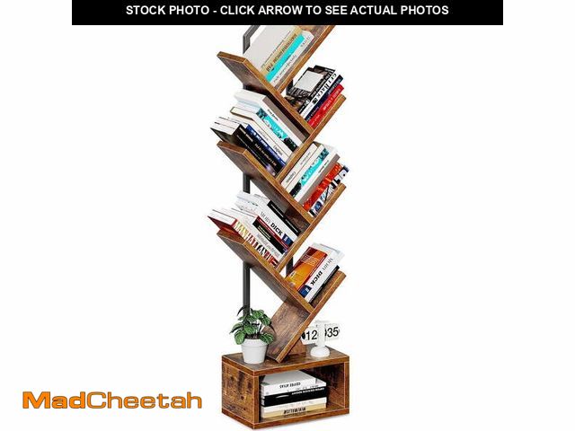 Lot 74-12667082 - Casacomoda 6-Tier Tree Bookshelf for Corner &amp; Small Space â Narrow Steel &amp; Wood Bookcase, ...