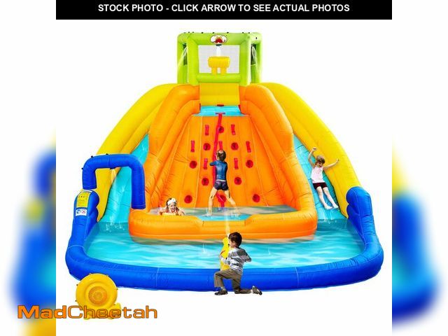 Lot 74-14603885 - WELLFUNTIME Inflatable Water Slide, Bounce House with Water Bucket, Deep Pool, Climbing Wall with Ro...
