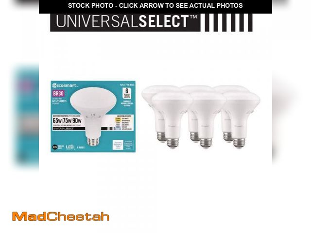Lot 74-12543672 - (MISSING ONE ) EcoSmart Universal Select 65/75/90-Watt Equivalent BR30 Dimmable LED Flood Light Bulb...