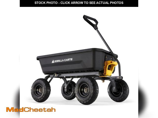 Lot 74-12584698 - *DIRTY/MISSING WHEEL* GORILLA CARTS 4 cu. ft. Patented Poly Dumping Garden Cart, 600 lbs. Capacity, ...