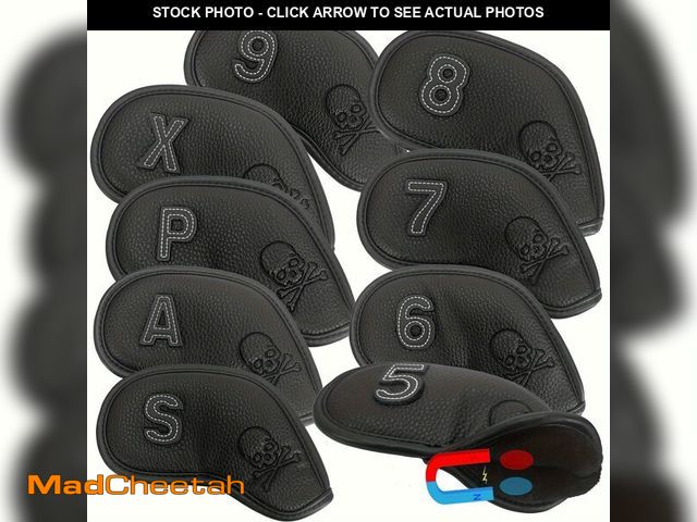 Lot 74-12712402 - GOLUCKPAY Premium Magnetic Leather Iron and Wedge Golf Club Head Covers | Set of 10| Fits Most Clubs...