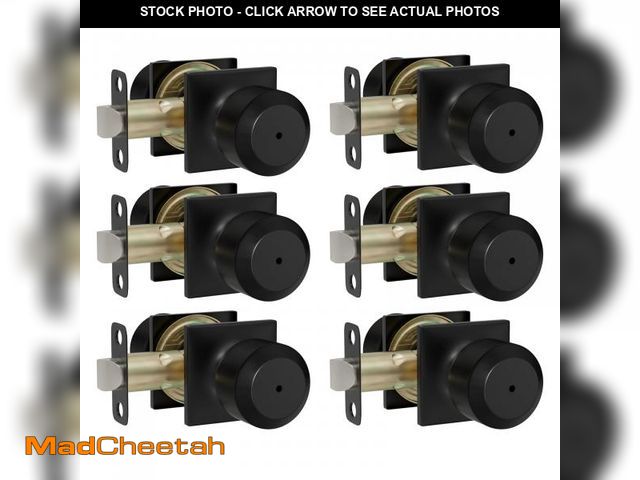 Lot 74-12049467 - goldenwarm 6 Pack Matte Black Door Knobs Interior, Privacy Door Knob Bedroom, Black Interior Door Kn...
