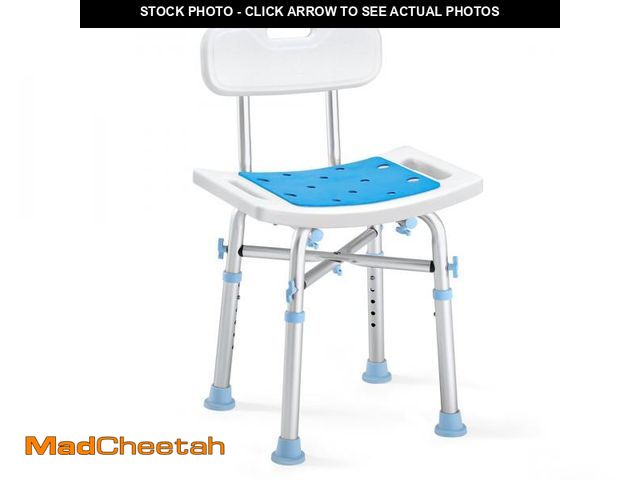 Lot 74-11554549 - OasisSpace Heavy Duty Shower Chair with Back 500lb, EVA Padded Bath Seat with Height Adjustable Tube...