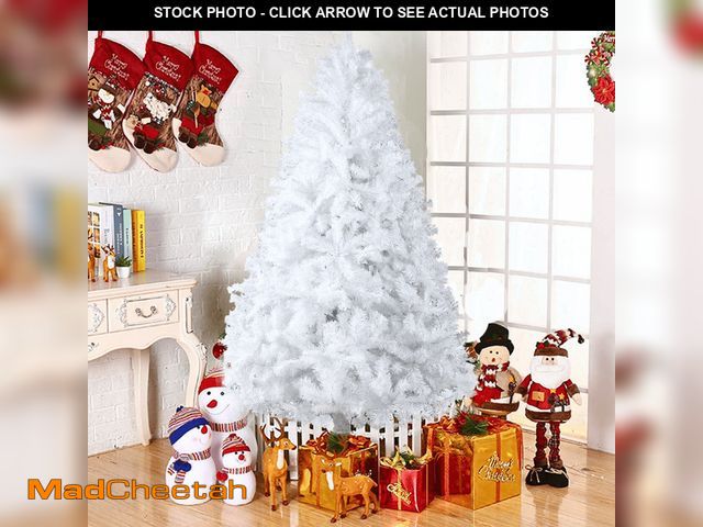 Lot 74-12834464 - Ktaxon 7.5ft White Christmas Tree Artificial Christmas Tree Seasonal Holiday Decoration w/ 1,500 Bra...
