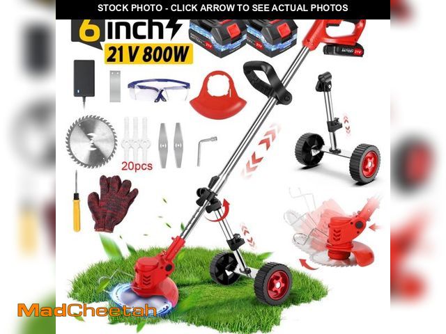Lot 74-12155573 - Weed Eaters Cordless with 2025 Upgraded Wheels, Tanbaby 3-in-1 Battery Powered, 6 inch Grass Trimmer...