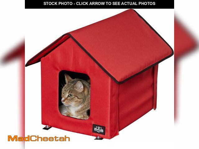 Lot 74-14068108 - Heated Cat House - Double-Door Cat Bed with Zippered Roof, Pet Heating Pad, and Sherpa Cover - for G...