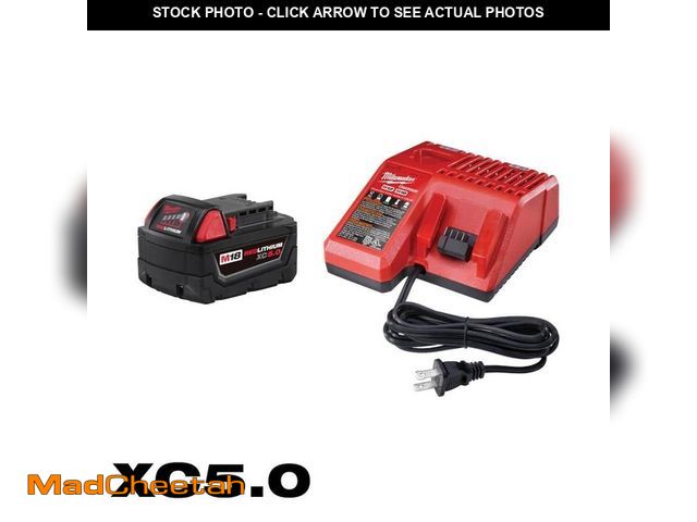 Lot 74-12929629 - Milwaukee M18 18-Volt Lithium-Ion XC Starter Kit with One 5.0Ah Battery and Charger - UNUSED