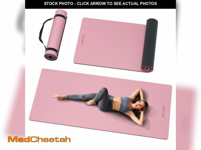 Lot 74-14588394 - LAMEI Large Yoga Mat Thick Extra Wide And Long, Non-Slip TPE Exercise Mats For Home Workout, Straps ...