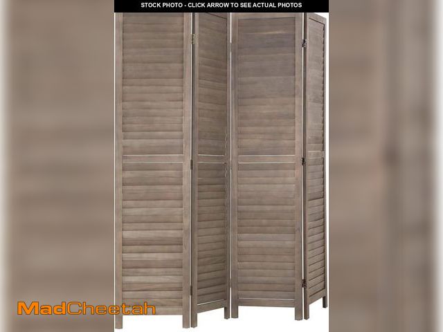 Lot 74-12161409 - 4 Panel Wood Room Divider 5.75 Ft Tall Privacy Wall Divider 68.9" x 15.75" Each Panel Folding Wood S...