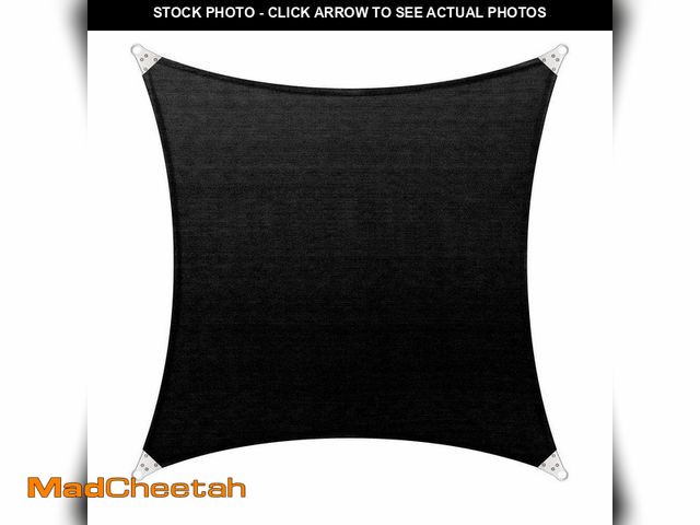 Lot 74-12464866 - COLOURTREE 16 ft. x 16 ft. 260 GSM Reinforced (Super Ring) Black Square Sun Shade Sail - UNUSED