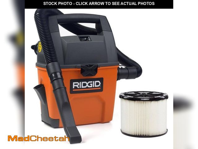 Lot 74-14349915 - RIDGID 3 Gal. 3.5 Peak HP Handheld Shop Vacuum Wet Dry Vac with RIDGID SWEEP Dust Pan, Filter, Hose ...