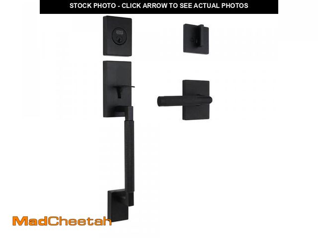 Lot 74-12390325 - Home Decorators Collection Woodward Matte Black Single Cylinder Door Handleset with Woodcliff Interi...