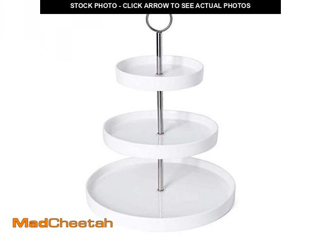Lot 74-12332298 - Sweese Porcelain 3-Tier Cupcake Stand - Elegant White Cake Stand for Desserts, Tiered Serving Tray f...