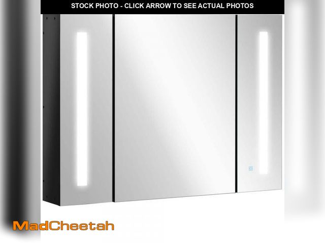 Lot 74-12409855 - (MISSING HARDWARE) Tileon 35.50 in. W x 25.50 in. H Rectangular MDF Medicine Cabinet with Mirror and...
