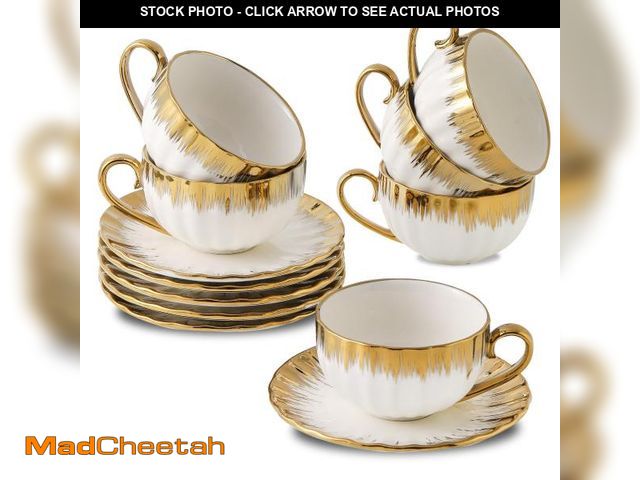Lot 74-12309301 - LETAOTAO Cappuccino Cups with Saucers, 7 oz Porcelain Double Espresso Cups Set, Ceramic Turkish Coff...